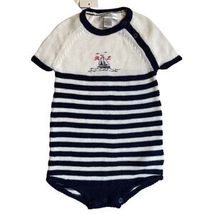 Ralph Lauren Knit Bodysuit‎ 6M Sailboat Nautical White Blue Retail: $85 NWT